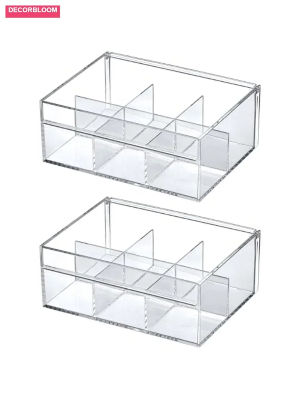 Acrylic Tea Bag Organizer 6-Compartment Clear Plastic Tea Box Storage